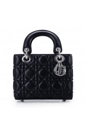 2014 Dior Original leather 44552 black silver chain HV03978Yv36