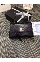 AAA Chanel CC original Lizard top handle flap bag A93050 black Gold Buckle HV01738zK34