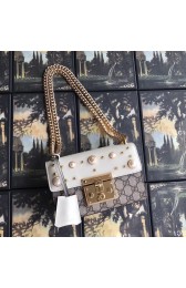AAA Gucci Padlock small GG Pearl shoulder bag A409487 White HV07578zK34
