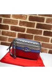 AAA Replica Gucci Calfskin Leather Clutch bag 447632 blue&red&silver HV03907VB75