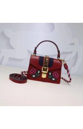 AAA Replica Gucci GG original leather sylvie embroidered mini bag 470270 red HV04856cf50