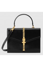 AAA Replica Gucci Sylvie 1969 small top handle bag 602781 black HV09747VB75