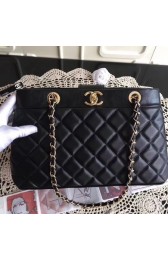AAAAA Chanel Sheepskin Leather shopping bag 3369 black HV05316Qa67