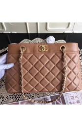 AAAAA Knockoff Chanel Sheepskin Leather shopping bag 3369 apricot HV04504Pg26