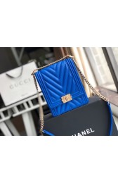 Best 1:1 Boy chanel handbag Grained Calfskin & Gold-Tone Metal VS0130 blue HV04279eT55