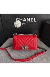 Best 1:1 Chanel Leboy Original Calf leather Shoulder Bag B67085 red silver chain HV07824OR71