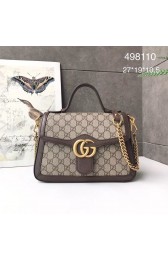 Best 1:1 Gucci GG Marmont small top handle bag 498110 brown HV10744OR71
