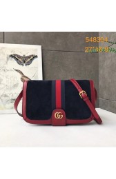 Best 1:1 Gucci Ophidia GG Supreme small suede shoulder bag 548304 Dark blue HV00674eT55
