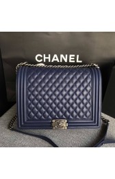Best Boy Chanel Flap Shoulder Bag Blue Original Sheepskin Leather A67087 Silver HV04496kr25