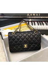 Best Chanel Small Classic Handbag Sheepskin Gold-Tone Metal A01113 black HV06686kr25