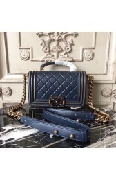 Best Quality Chanel LE BOY Mini Tote Bag 91881 sheepskin Dark blue HV07413xb51