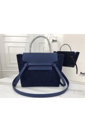 Best Replica Celine mini Belt Bag Suede Leather A98310 Dark blue HV11837zU69