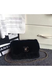Best Replica Chanel Rabbit hair Shoulder Bag 3369 black HV01982zU69