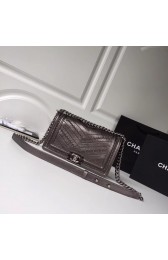 BOY CHANEL Handbag Crumpled Calfskin & Silver-Tone Metal A67086 brown HV01807SS41