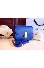 Celine Classic Box Flap Bag Calfskin Leather 2263 Blue HV01895VF54