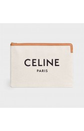 Celine CLUTCHES LARGE POUCH IN COTTON WITH CELINE PRINT AND CALFSKIN 10B802B BROWN HV02765NP24