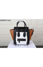 Celine luggage micro boston bag original leather 3308-1 white&black&brown HV01364fr81