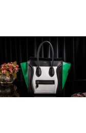 Celine Luggage Tote Bag Original Leather 3308 White&Black&Green HV03130NP24