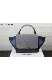 Celine Trapeze Bag Original Leather 3342-1 gray&black&dark blue HV03984UM91