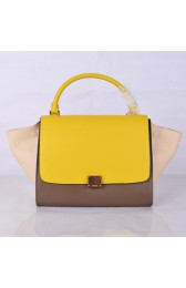 Celine Trapeze Bag Original Leather 8803-7 Yellow&Khaki&White HV01325Gp37