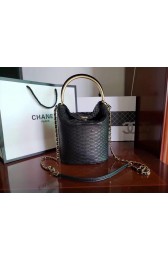 Chanel Bucket Bag Python & Gold-Tone Metal A57861 Black HV11998fH28