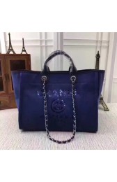 Chanel Canvas Tote Shopping Bag 8046 Dark blue HV08240NP24