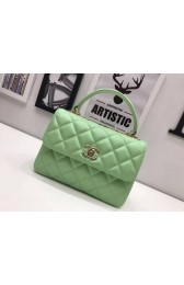 Chanel Classic Top Handle Bag 2371 green sheepskin gold chain HV07263Yv36