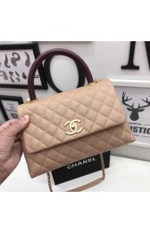 Chanel Classic Top Handle Bag A92991 apricot gold chain Red handle HV01167pA42