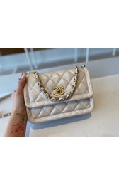 Chanel flap bag Calfskin & Gold-Tone Metal AS2055 white HV09941TL77