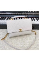 Chanel flap bag Grained Calfskin & Gold-Tone Metal AS0305 white HV09879Wi77
