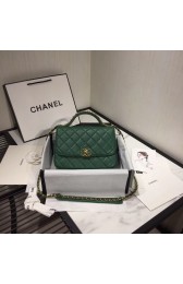 Chanel flap bag leather & Gold Metal AS0970 green HV01757iv85