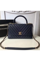 Chanel Flap Bag with Top Handle A92991 Navy Blue HV11639Sy67