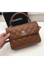 Chanel Flap Tote Bag Original Lambskin Leather 2371 Brown HV09562pA42