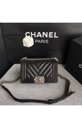 Chanel Le Boy Flap Shoulder Bag Original Calf leather A67085 black silver Buckle HV03166dX32