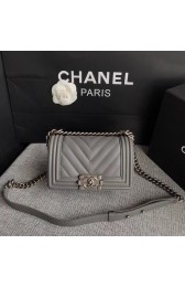 Chanel Le Boy Flap Shoulder Bag Original Calf leather A67085 Grey silver Buckle HV01147hi67