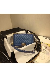 Chanel Le Boy Flap Shoulder Bag Original Leather Blue V67086 Gold HV11209fw56