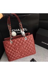 Chanel LE BOY GRAND SHOPPING TOTE BAG GST A50995 wine Silver chain HV09974Kn56