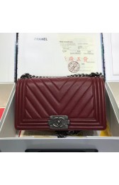Chanel Leboy Original caviar leather Shoulder Bag V67086 Wine silver chain HV01047Pf97