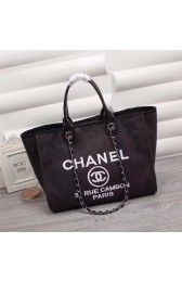 Chanel Medium Canvas Tote Shopping Bag 8046 black HV08068Gh26