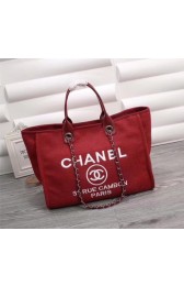 Chanel Medium Canvas Tote Shopping Bag 8046 red HV01152PC54