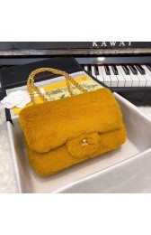 Chanel mini flap bag Rabbit hair Gold-Tone 1116 yellow HV10165TP23