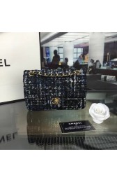 Chanel Mini Flap Bag Tweed& Braid Gold-Tone Metal A69900 black&&blue HV00220JD63