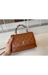 chanel mini flap bag with top handle AS2215 brown HV11988HB29