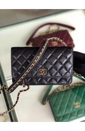 Chanel Original Leather Chain Wallet AP0724 black HV03193Oq54