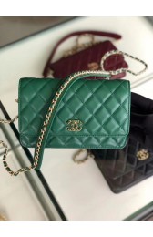 Chanel Original Leather Chain Wallet AP0724 green HV08091Lo54