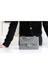 Chanel Small Classic Handbag Grained Calfskin & silver-Tone Metal A01113 grey HV03996vX33