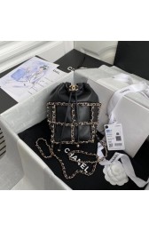 Chanel small drawstring bag Lambskin & Gold Metal AS2313 black HV02428tg76