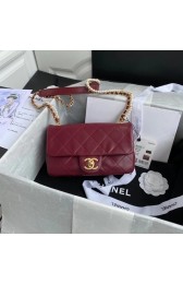 Chanel small flap bag Lambskin & Gold-Tone Metal AS2210 Burgundy HV11567iv85