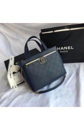 Chanel Small Shopping Bag Grained Calfskin & Gold-Tone Metal A57563 dark blue HV09163Gh26