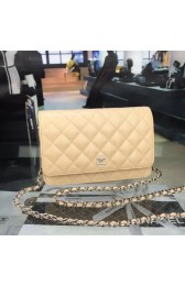 Chanel WOC Mini Shoulder Bag 33814 apricot silver chain HV09101su78